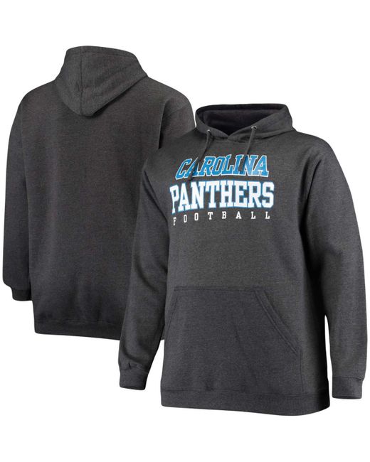 Fanatics Big and Tall Heathered Charcoal Carolina Panthers Practice Pullover Hoodie