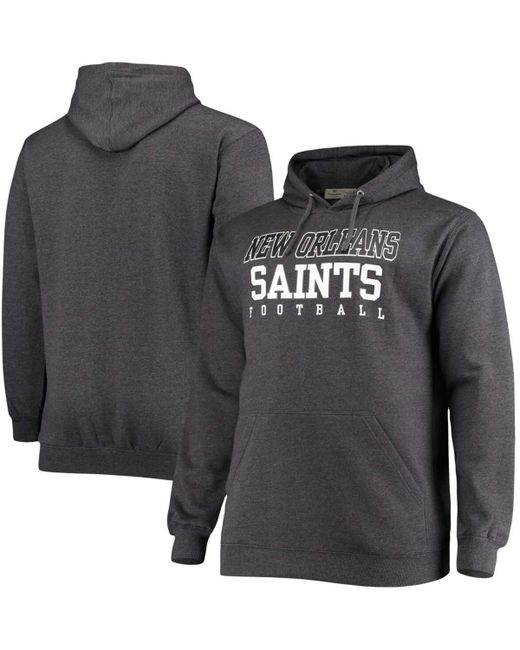 Fanatics Big and Tall Heathered Charcoal New Orleans Saints Practice Pullover Hoodie