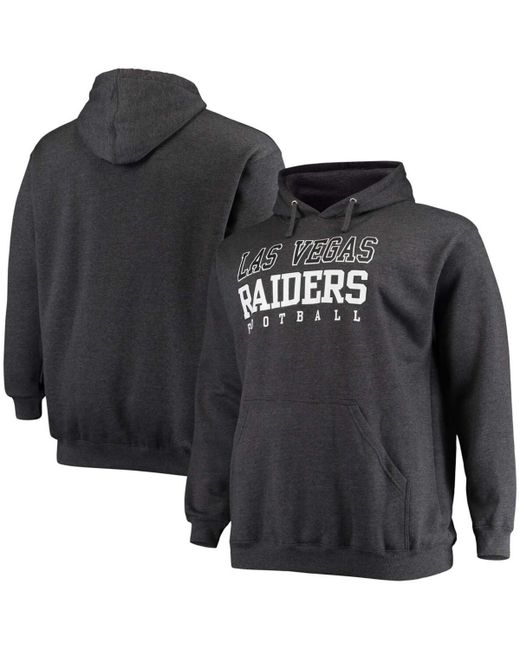 Fanatics Big and Tall Heathered Charcoal Las Vegas Raiders Practice Pullover Hoodie