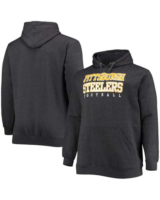 Fanatics Big and Tall Heathered Charcoal Pittsburgh Steelers Practice Pullover Hoodie