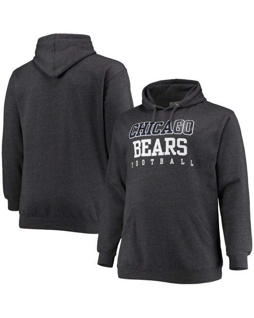 Fanatics Big and Tall Heathered Charcoal Chicago Bears Practice Pullover Hoodie