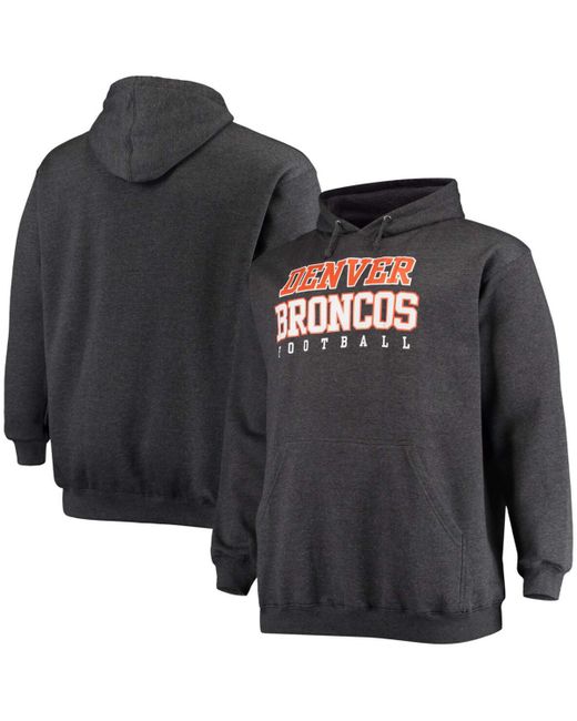 Fanatics Big and Tall Heathered Charcoal Denver Broncos Practice Pullover Hoodie
