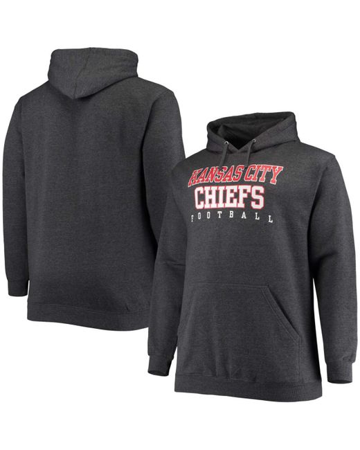Fanatics Big and Tall Heathered Charcoal Kansas City Chiefs Practice Pullover Hoodie