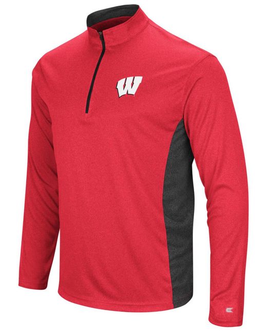 Colosseum Heathered Black Wisconsin Badgers Audible Windshirt Quarter-Zip Pullover Jacket