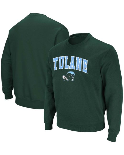 Colosseum Tulane Wave Arch Logo Tackle Twill Pullover Sweatshirt