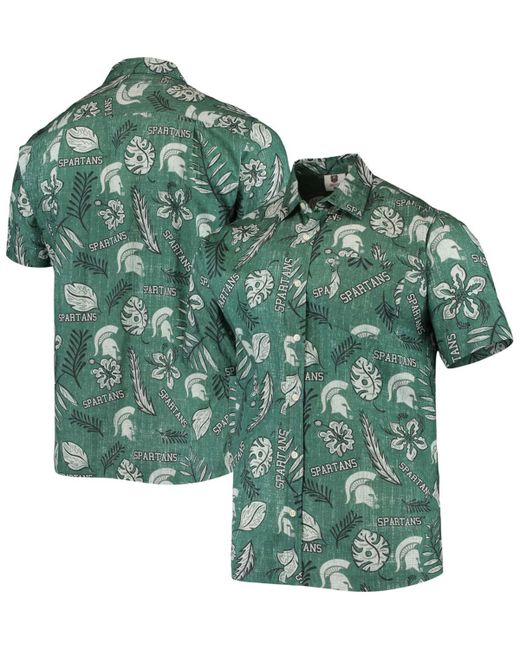 Wes & Willy Michigan State Spartans Vintage-Like Floral Button-Up Shirt