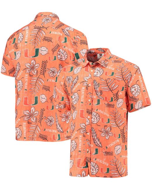 Wes & Willy Miami Hurricanes Vintage-Like Floral Button-Up Shirt