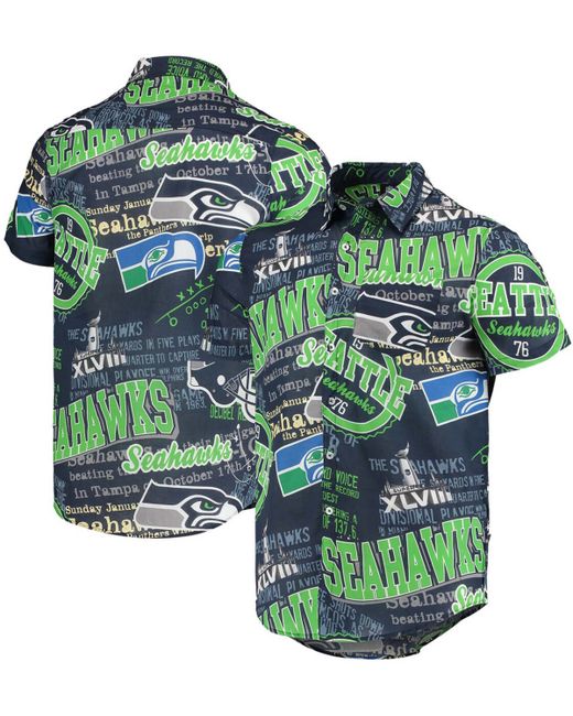 Foco College Seattle Seahawks Thematic Button-Up Shirt