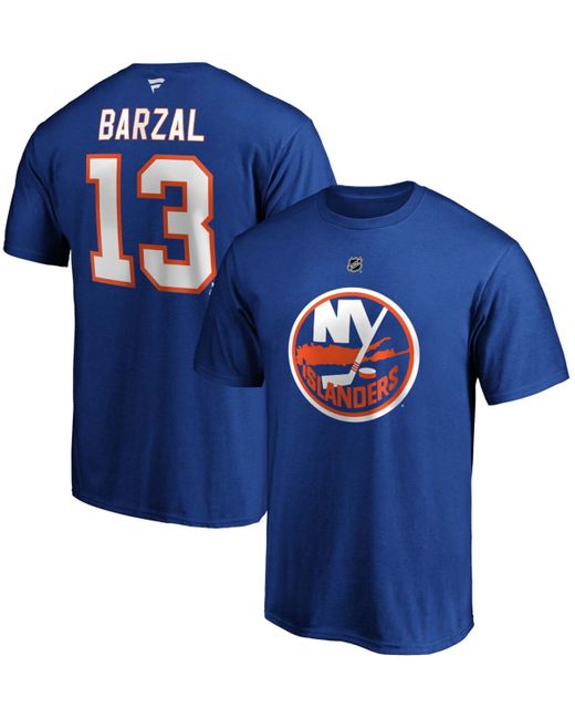 Fanatics Mathew Barzal New York Islanders Team Authentic Stack Name and Number T-shirt