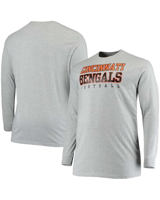 Fanatics Big and Tall Heathered Cincinnati Bengals Practice Long Sleeve T-shirt