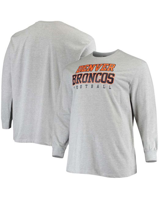 Fanatics Big and Tall Heathered Denver Broncos Practice Long Sleeve T-shirt