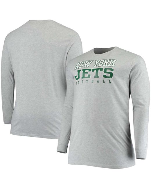 Fanatics Big and Tall Heathered New York Jets Practice Long Sleeve T-shirt