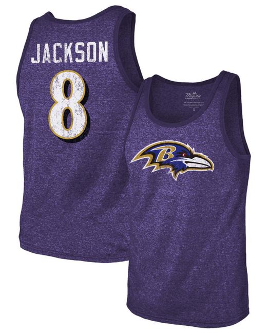Fanatics Lamar Jackson Baltimore Ravens Name Number Tri-Blend Tank Top