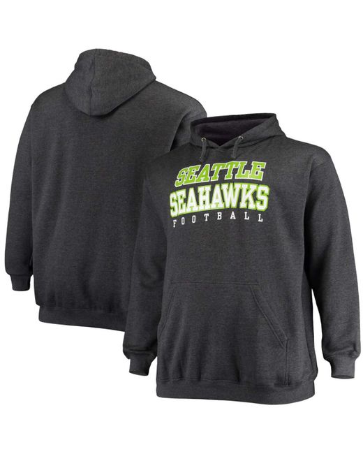 Fanatics Big and Tall Heathered Charcoal Seattle Seahawks Practice Pullover Hoodie