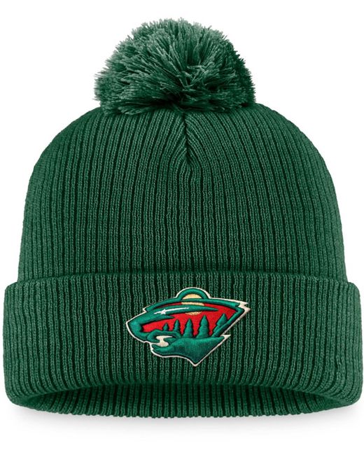 Fanatics Minnesota Wild Core Primary Logo Cuffed Knit Hat with Pom