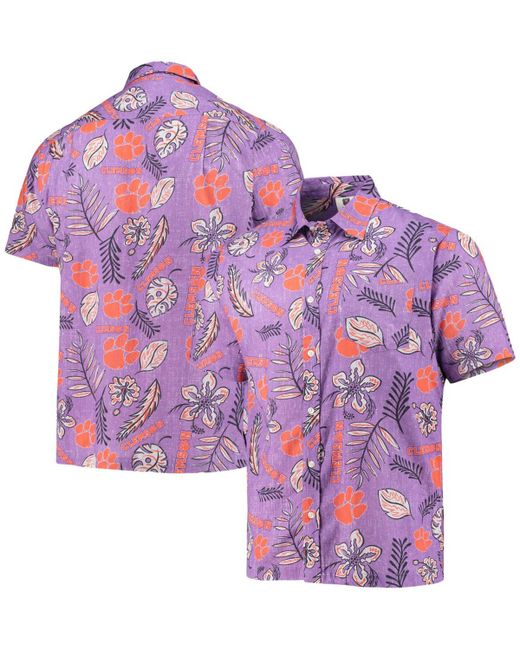 Wes & Willy Clemson Tigers Vintage-Like Floral Button-Up Shirt
