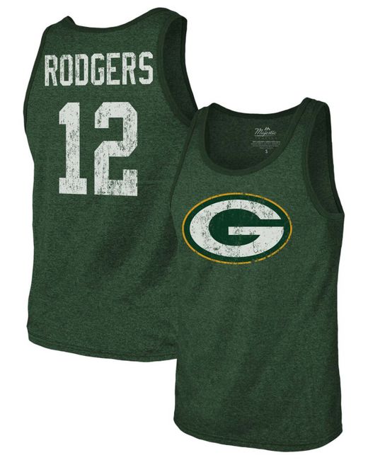 Fanatics Aaron Rodgers Bay Packers Name Number Tri-Blend Tank Top