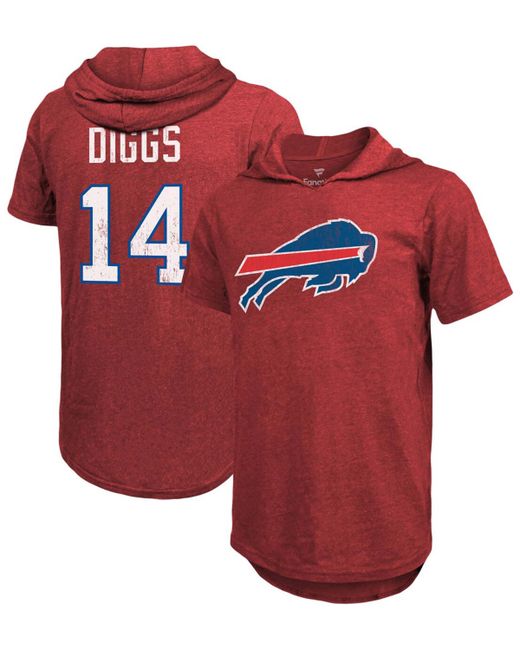 Fanatics Stefon Diggs Heathered Buffalo Bills Name Number Tri-Blend Hoodie T-shirt