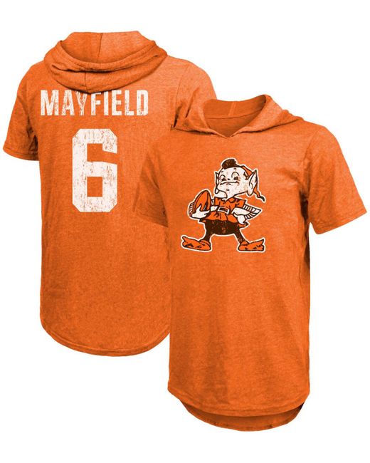 Fanatics Baker Mayfield Cleveland Browns Player Name Number Tri-Blend Hoodie T-shirt