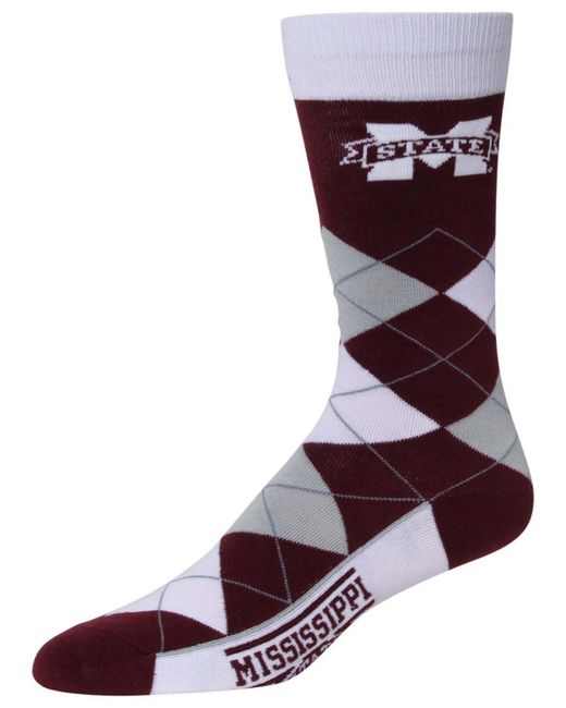 For Bare Feet and Mississippi State Bulldogs Argyle Crew Socks