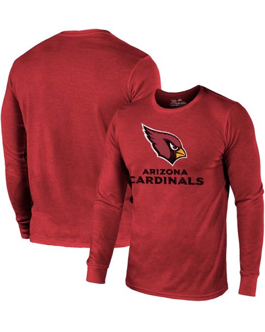Majestic Arizona Cardinals Lockup Tri-Blend Long Sleeve T-shirt Cardinal
