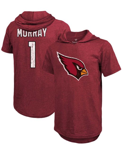 Fanatics Kyler Murray Heathered Cardinal Arizona Cardinals Name Number Tri-Blend Hoodie T-shirt