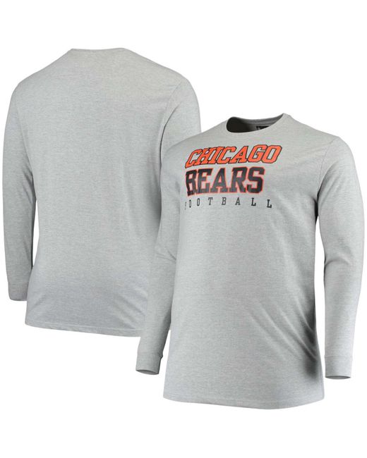 Fanatics Big and Tall Heathered Chicago Bears Practice Long Sleeve T-shirt