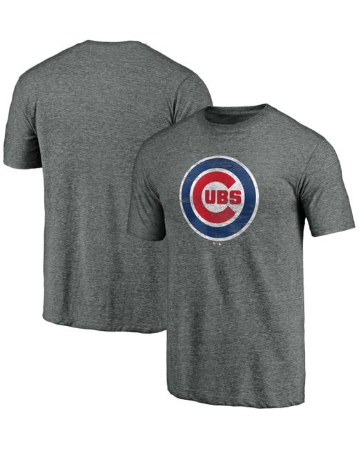 Fanatics Big and Tall Heathered Chicago Cubs Weathered Official Logo Tri-Blend T-shirt