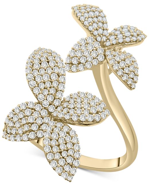 Wrapped In Love Diamond Cluster Flower Bypass Ring 1 ct. t.w. in 14k Gold Created for Macys