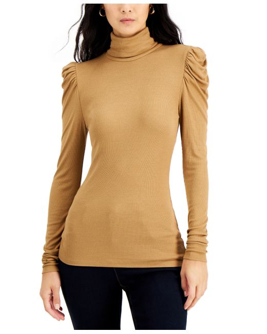 INC International Concepts Puff-Sleeve Turtleneck Top Created for