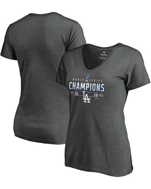 Fanatics Plus Los Angeles Dodgers 2020 World Series Champions Locker Room V-Neck T-shirt