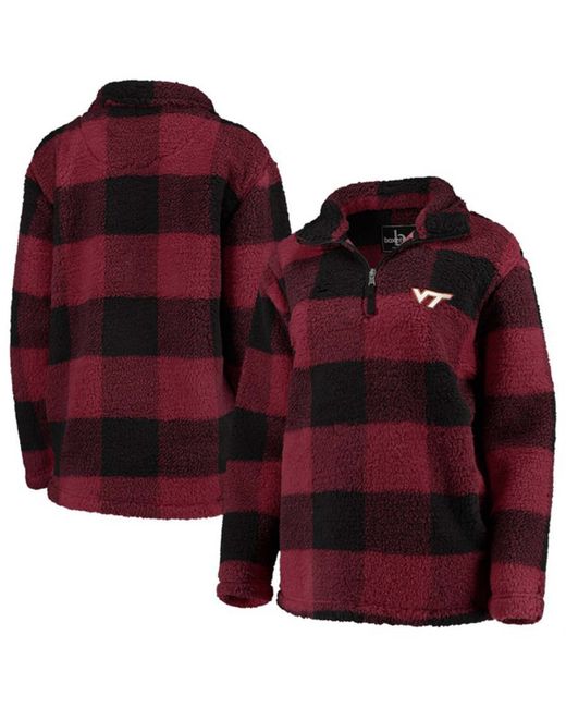 Boxercraft Maroon Virginia Tech Hokies Plaid Sherpa Quarter-Zip Pullover Jacket