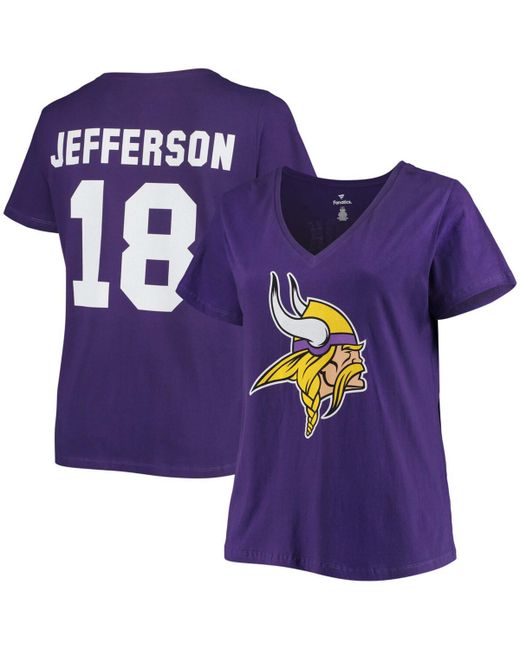 Fanatics Plus Justin Jefferson Minnesota Vikings Name Number V-Neck T-shirt