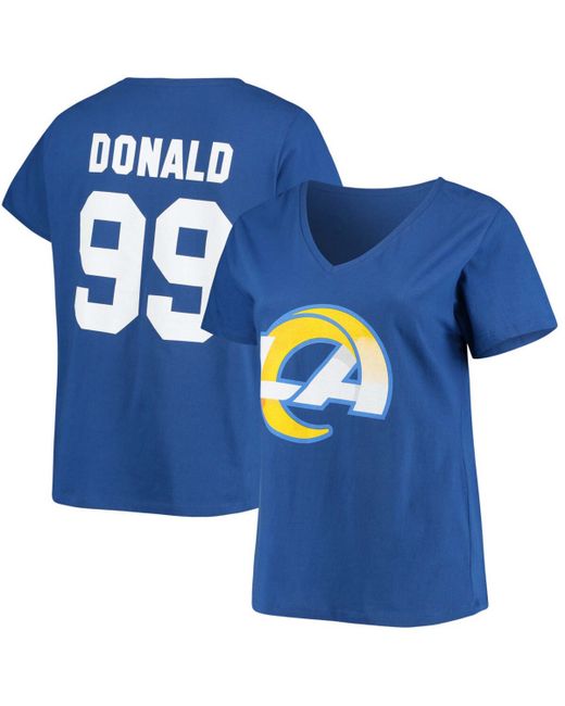 Fanatics Plus Aaron Donald Royal Los Angeles Rams Name Number V-Neck T-shirt