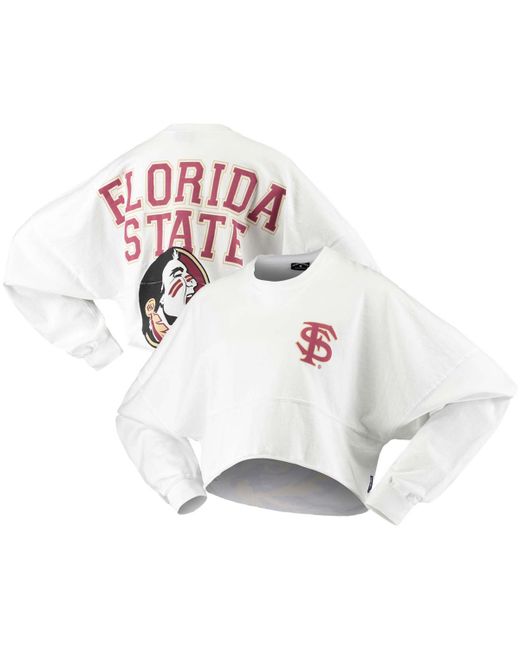 Spirit Jersey Florida State Seminoles Raw Hem Cropped Long Sleeve T-shirt