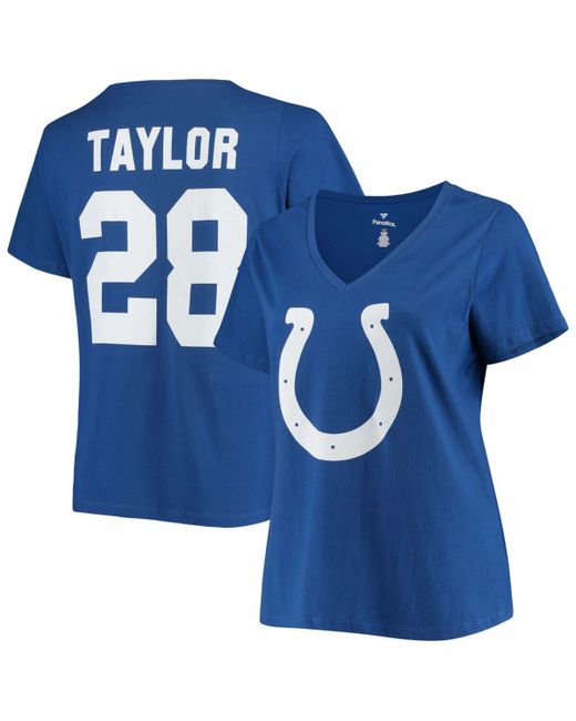 Fanatics Plus Jonathan Taylor Royal Indianapolis Colts Name Number V-Neck T-shirt