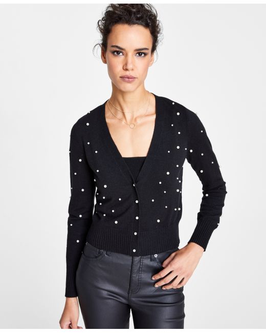 INC International Concepts Imitation Pearl Button Down Cardigan Created for Macys