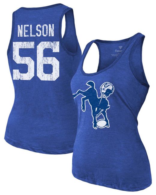Fanatics Quenton Nelson Heathered Royal Indianapolis Colts Name Number Tri-Blend Tank Top