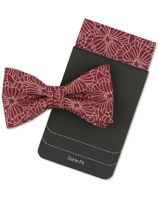Tallia Floral-Print Bow Tie Pocket Square