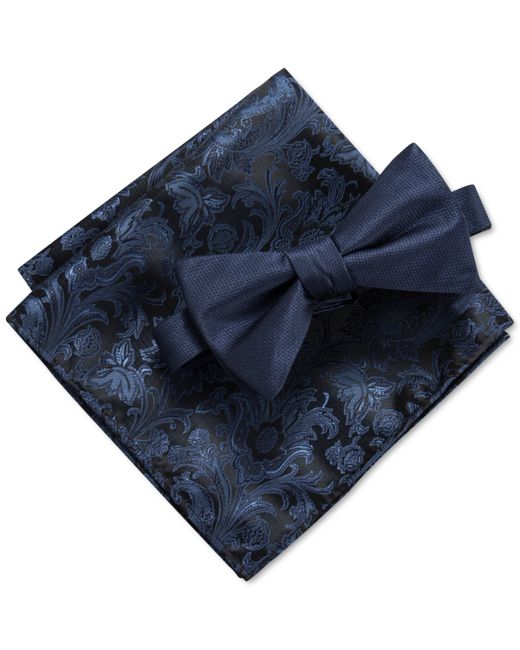 Ryan Seacrest Distinction Edith Solid Pre-Tied Bow Tie Paisley Pocket Square Set Created for Macys