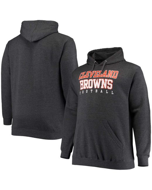 Fanatics Big and Tall Heathered Charcoal Cleveland Browns Practice Pullover Hoodie