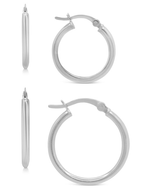 Macy's 2-Pc. Set Polished Hoop Earrings in Sterling 15mm and 20mm