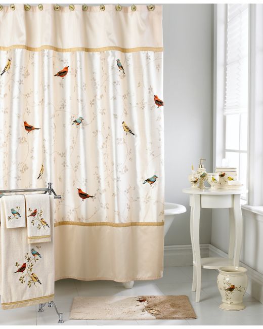 Avanti Bath Accessories Gilded Birds Shower Curtain Bedding