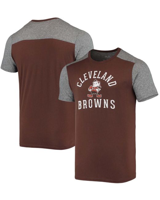 Majestic Brown Heathered Gray Cleveland Browns Gridiron Classics Field Goal Slub T-shirt