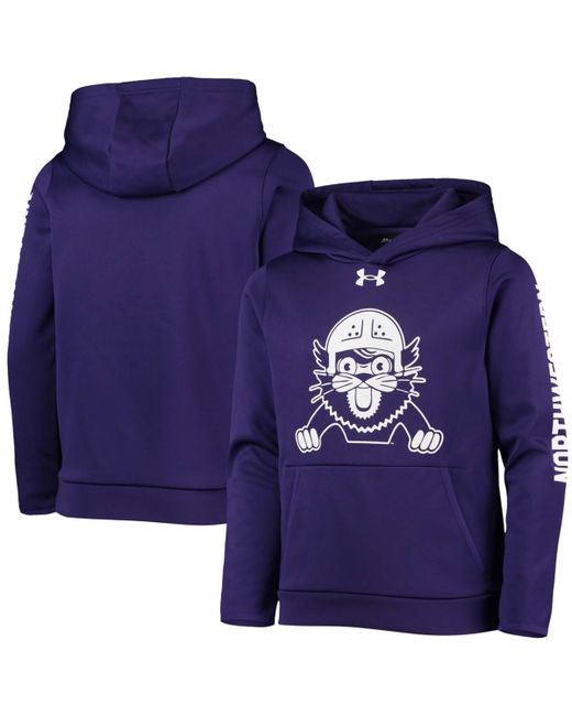 Under Armour Youth Boys and Girls Northwestern Wildcats Fleece 2-Hit Pullover Hoodie