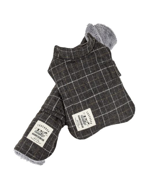 Touchdog 2-in-1 Windowpane Plaided Dog Jacket with Matching Reversible Mat
