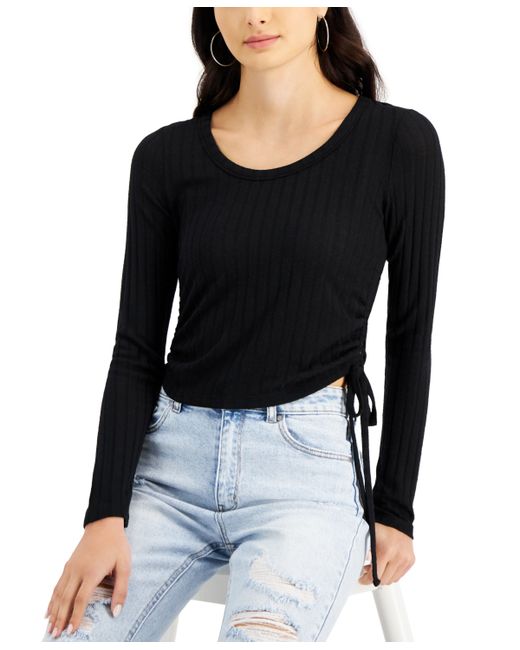 Love, Fire Side-Ruched Ribbed-Knit Top