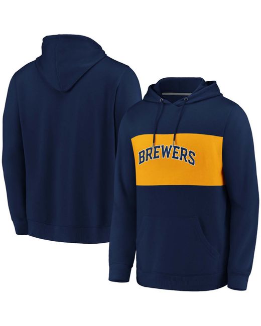 Fanatics Navy Gold Milwaukee Brewers True Classics Team Faux Cashmere Pullover Hoodie
