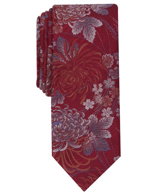 Bar III Chrysanthemum Floral Skinny Tie Created for