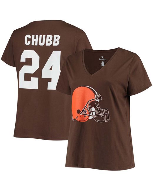 Fanatics Plus Nick Chubb Cleveland Browns Name Number V-Neck T-shirt